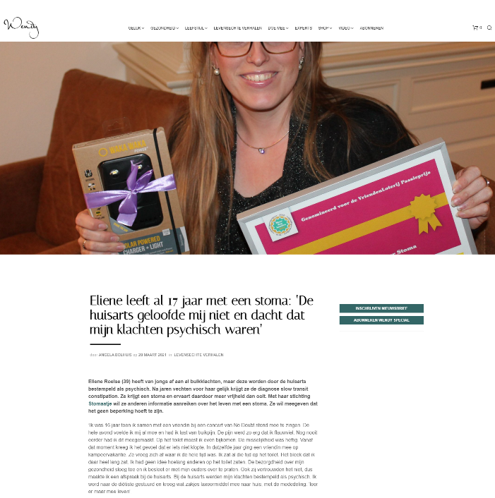 Eliene leeft al 17 jaar met een stoma