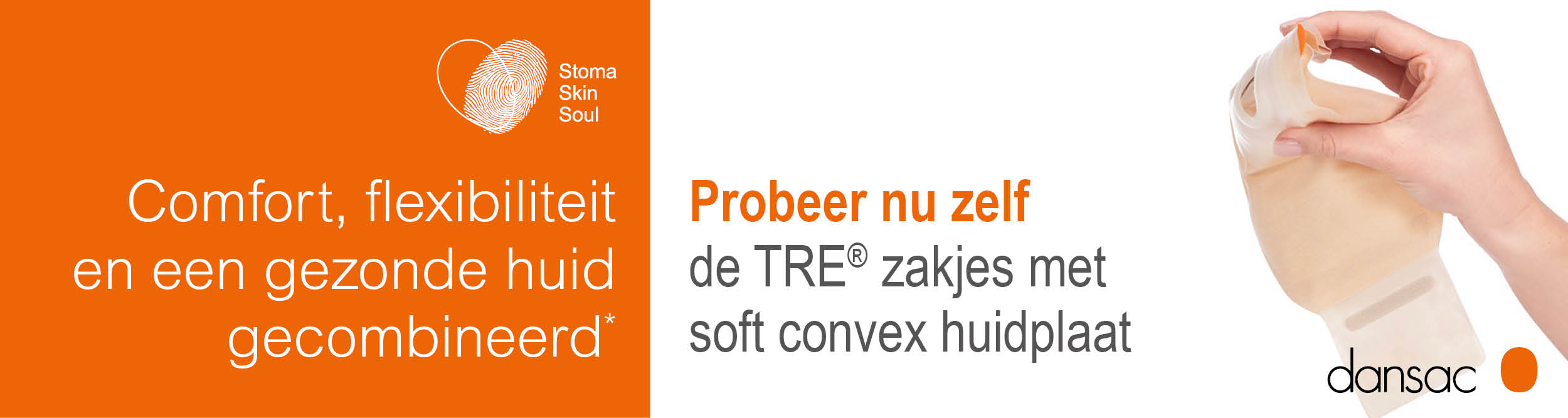 Dansac - Probeer nu zelf de TRE zakjes met soft convex huidplaat
